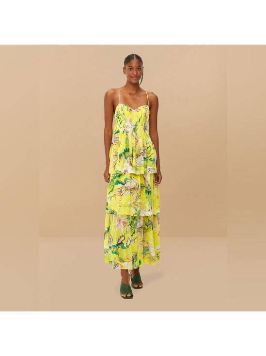 FARM Rio Dresses & Skirts - Farm Rio Yellow Jellyfish Bouquet Layered Maxi Dress